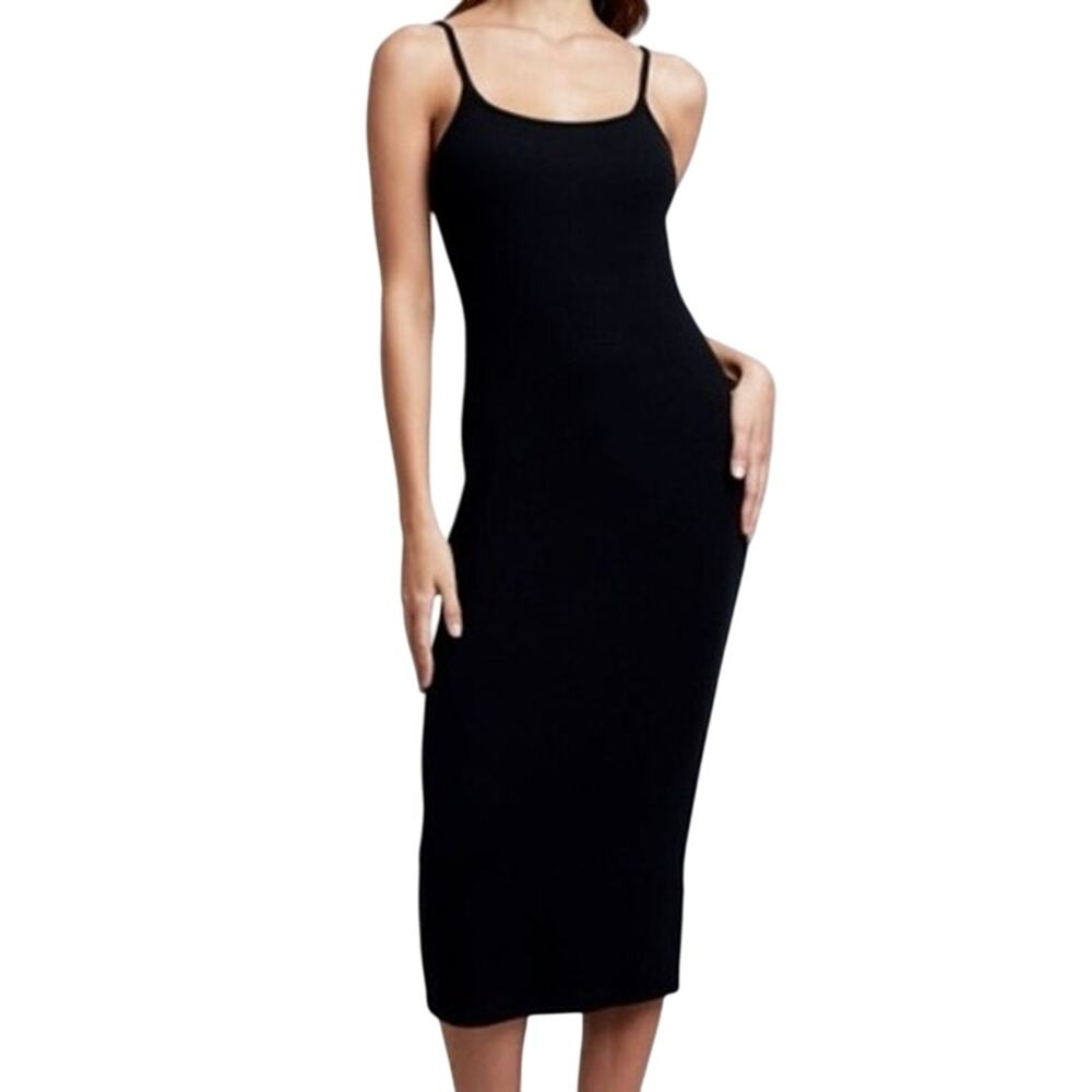 Fifth & Mode Black Ribbed Bodycon Open Back Midi Dress Size Medium